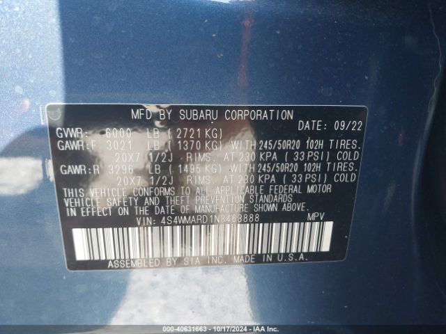 4S4WMARD1N3463888 Subaru Ascent Touring