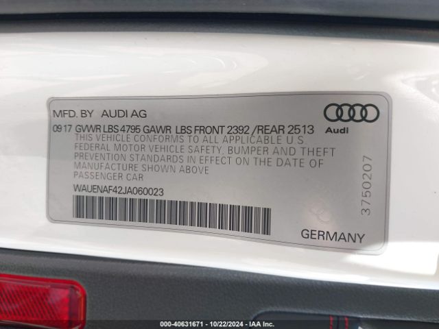 WAUENAF42JA060023 Audi A4 2.0t Premium/2.0t Tech Premium