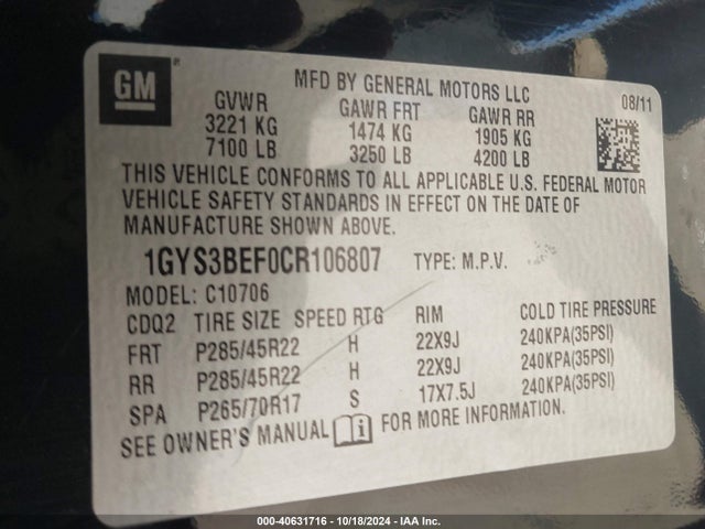 2012 CADILLAC ESCALADE 1GYS3BEF0CR106807 Photo 8