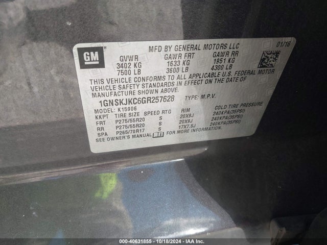 Chevrolet Suburban Ltz 2016 1GNSKJKC6GR257628 Image 9