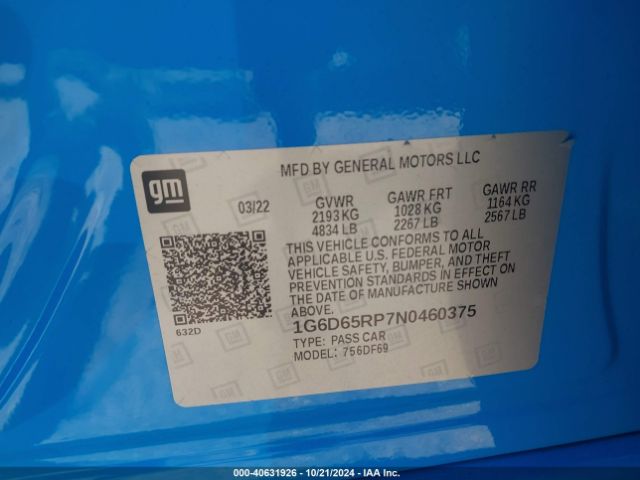 2022 CADILLAC CT4-V 1G6D65RP7N0460375 Photo 8