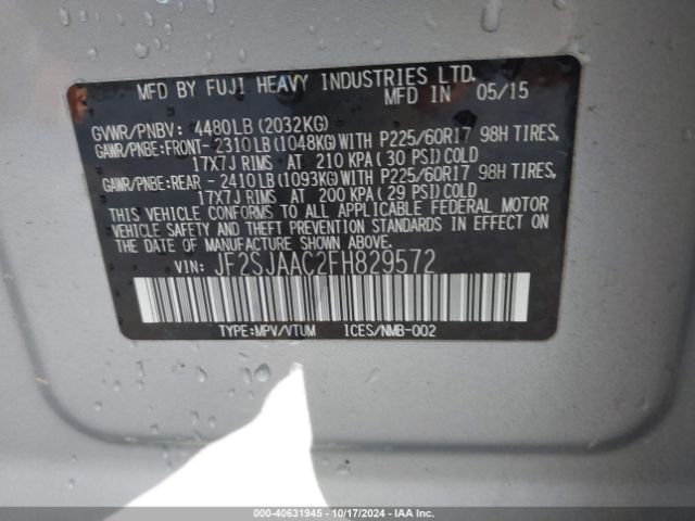 JF2SJAAC2FH829572 Subaru Forester 2.5i