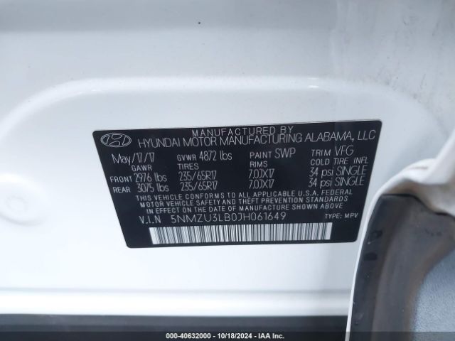 5NMZU3LB0JH061649 Hyundai Santa Fe Sport 2.4l