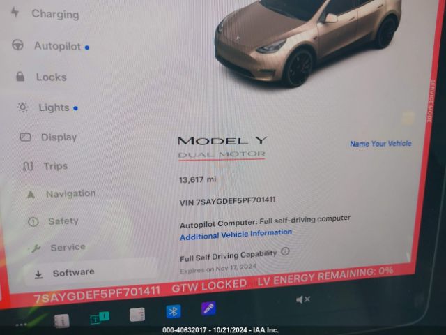 7SAYGDEF5PF701411 Tesla Model Y Awd/performance Dual Motor All-wheel Drive