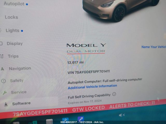 7SAYGDEF5PF701411 Tesla Model Y Awd/performance Dual Motor All-wheel Drive