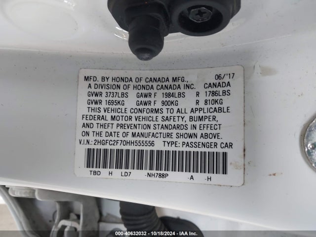 Honda CIVIC EX 2017 2HGFC2F70HH555556 Image 9