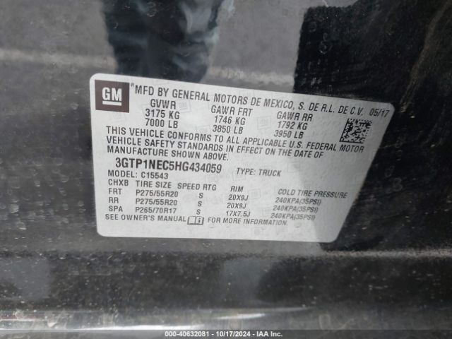 3GTP1NEC5HG434059 GMC Sierra 1500 Slt