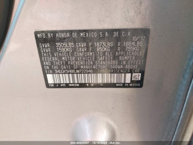 3HGGK5H88JM722946 Honda FIT EX