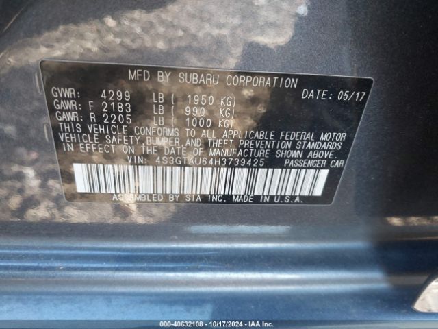 4S3GTAU64H3739425 Subaru Impreza 2.0i Limited
