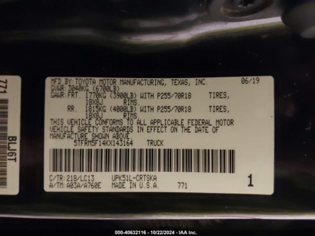 5TFRM5F14KX143164 Toyota Tundra Sr 4.6l V8