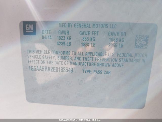 1G6AA5RA2E0183549 Cadillac Ats Standard
