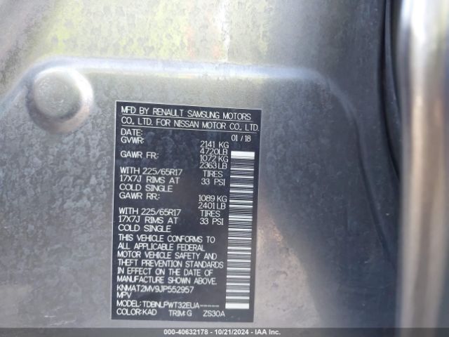 KNMAT2MV9JP552957 Nissan ROGUE S