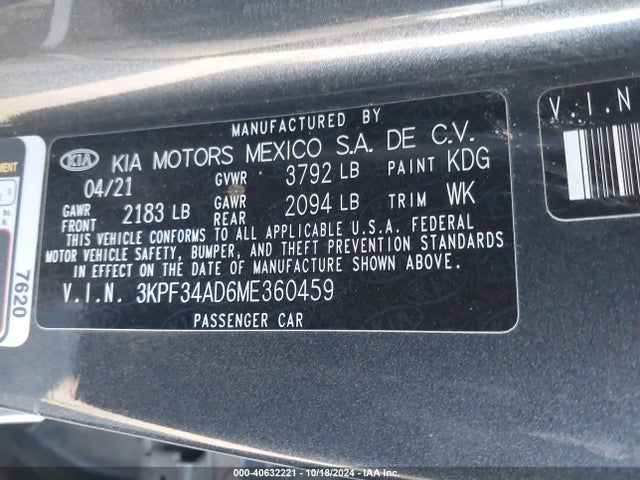 KIA Forte Gt-line 2021 3KPF34AD6ME360459 Image 9