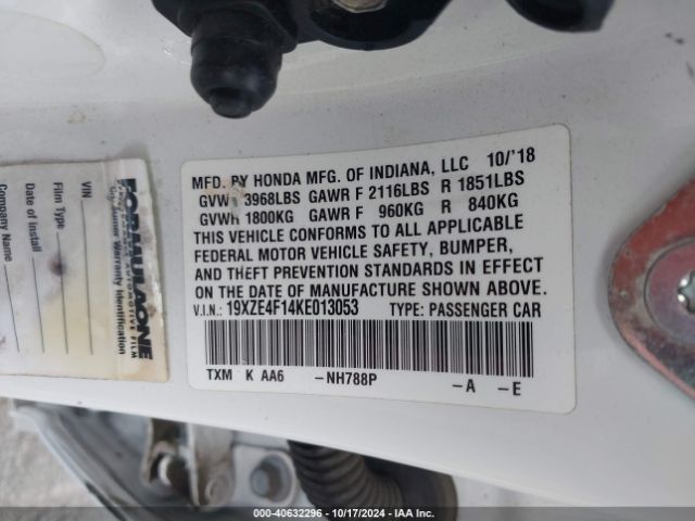 19XZE4F14KE013053 Honda Insight Lx