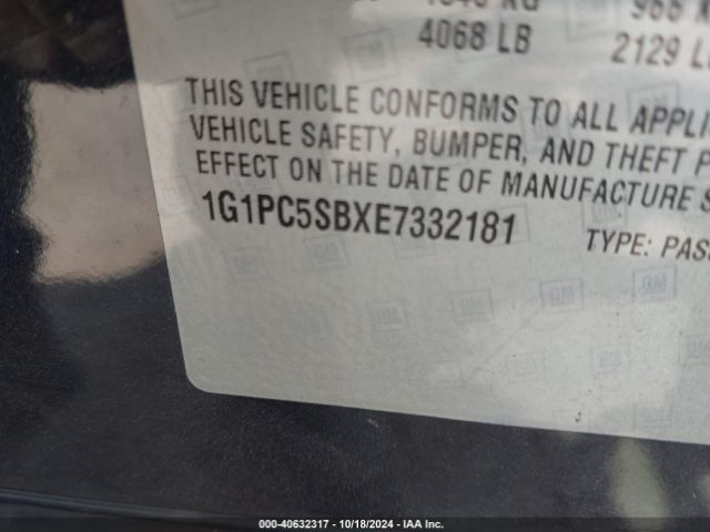 1G1PC5SBXE7332181 Chevrolet Cruze 1lt Auto