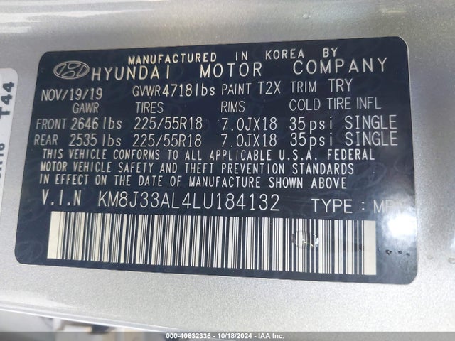 Hyundai Tucson Ultimate 2020 KM8J33AL4LU184132 Image 9