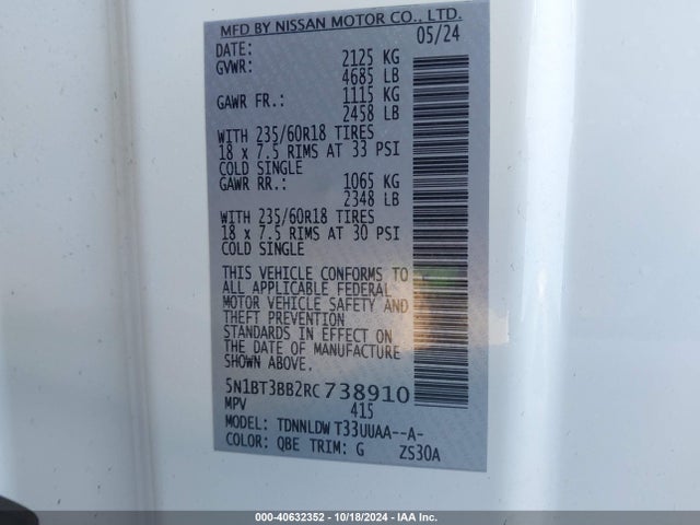 Nissan Rogue Sv Intelligent Awd 2024 5N1BT3BB2RC738910 Image 9