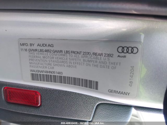 WAUGNAF48HN051483 Audi A4 2.0t Premium