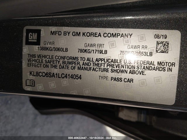 Chevrolet Spark Fwd 1lt Automatic 2020 KL8CD6SA1LC414054 Image 9