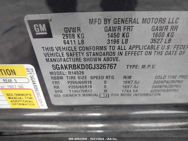 Buick Enclave Leather 2016 5GAKRBKD0GJ326767 Image 9