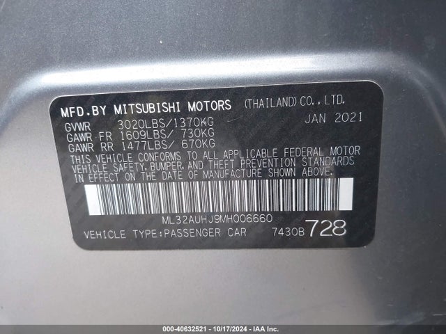 2021 MITSUBISHI MIRAGE ML32AUHJ9MH006660 Photo 8