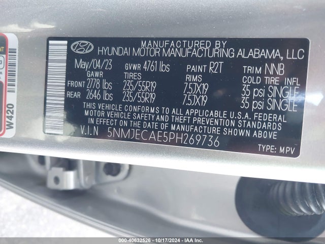 Hyundai Tucson Limited 2023 5NMJECAE5PH269736 Image 9