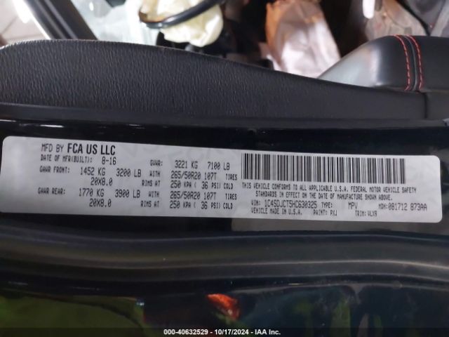 1C4SDJCT5HC630325 Dodge Durango R/t Awd