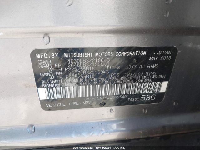 JA4AT5AA4JZ065540 Mitsubishi Eclipse Cross Se/sel