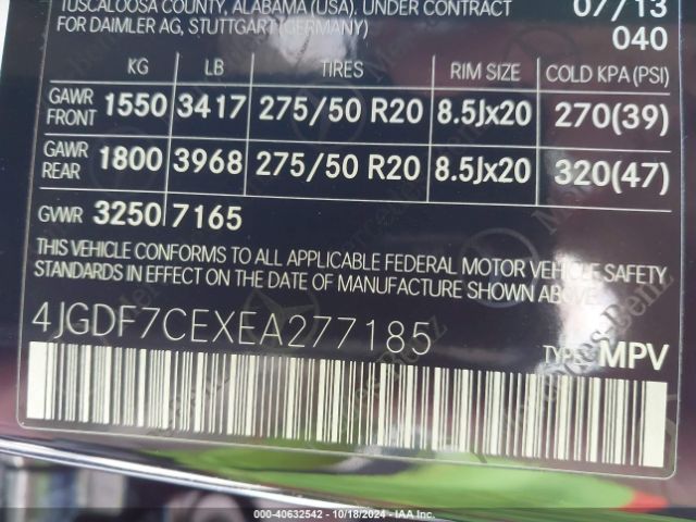 4JGDF7CEXEA277185 Mercedes-Benz Gl 450 4matic