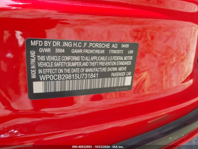 2005 PORSCHE BOXSTER WP0CB29815U731841 Photo 8