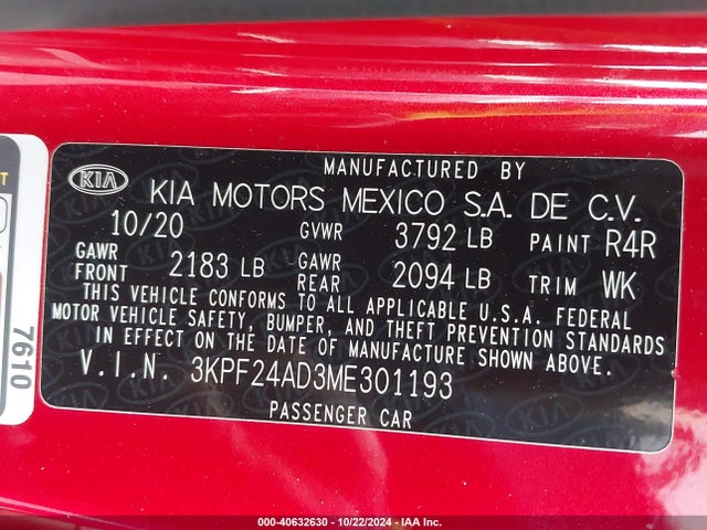 KIA Forte Lxs 2021 3KPF24AD3ME301193 Image 9