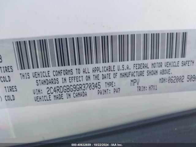 2C4RDGBG9GR370345 Dodge Grand Caravan Se