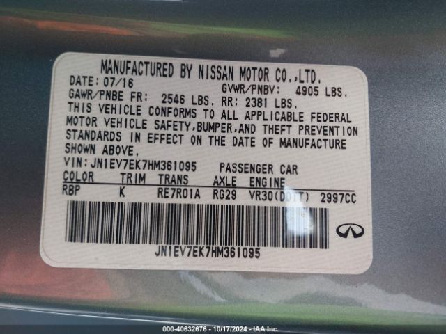 JN1EV7EK7HM361095 Infiniti Q60 3.0t Premium