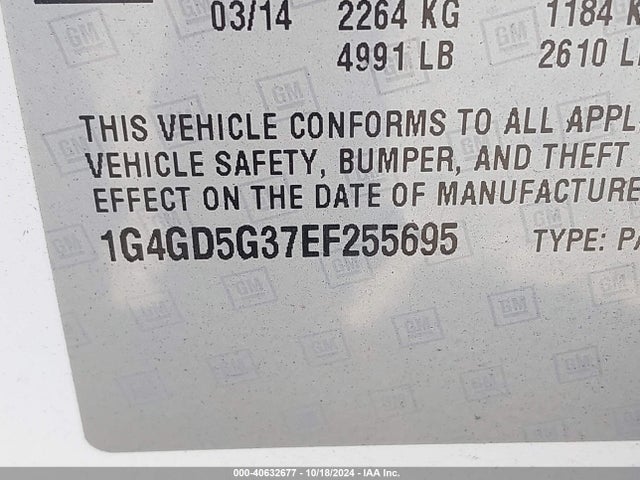 1G4GD5G37EF255695 Buick Lacrosse Premium I Group