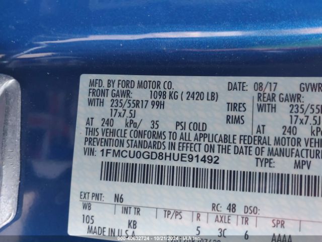 1FMCU0GD8HUE91492 Ford ESCAPE SE