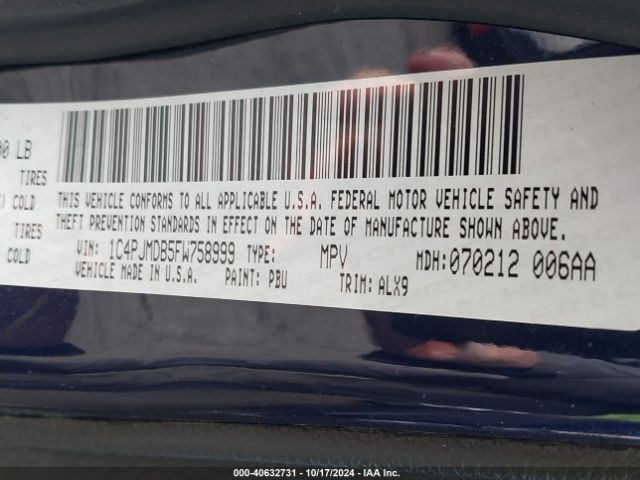 1C4PJMDB5FW758999 Jeep Cherokee Limited