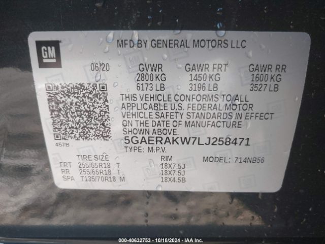 5GAERAKW7LJ258471 Buick Enclave Fwd Preferred