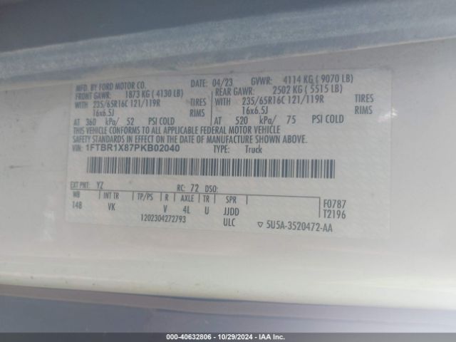 1FTBR1X87PKB02040 Ford Transit-250 Cargo Van