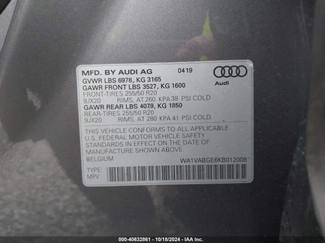WA1VABGE6KB012008 Audi E-tron Premium Plus