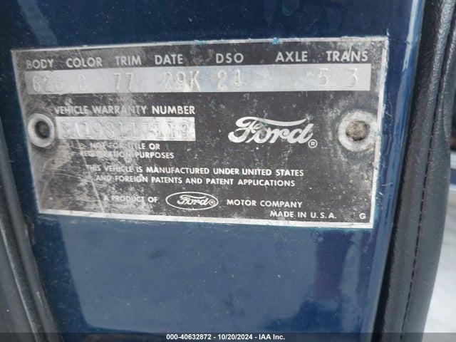 40632872 :رقم المزاد ، 3A19S117119 vin ، 1963 Ford Fairmont مزاد بيع