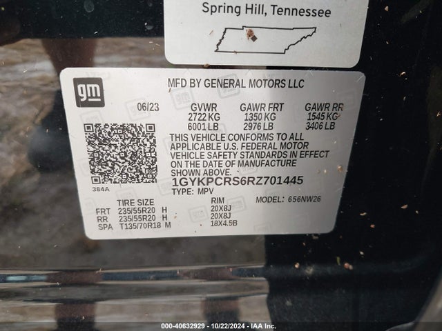 1GYKPCRS6RZ701445 Cadillac Xt6 Premium Luxury