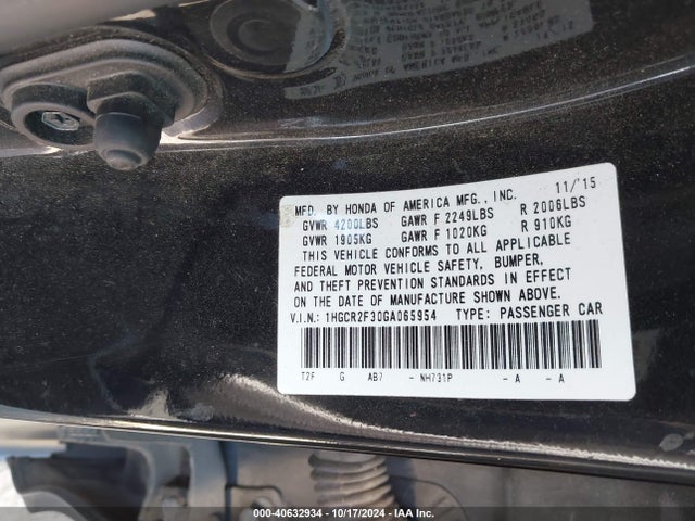 Honda ACCORD LX 2016 1HGCR2F30GA065954 Image 9