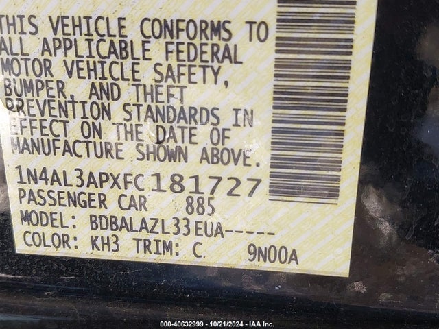 1N4AL3APXFC181727 Nissan ALTIMA 2.5