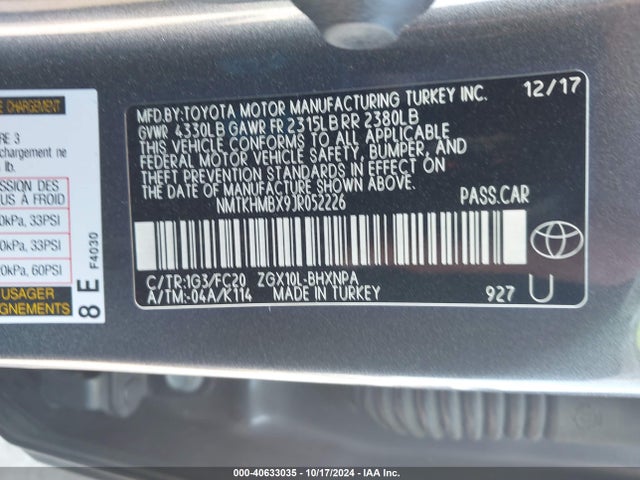Toyota C-HR XLE 2018 NMTKHMBX9JR052226 Image 9