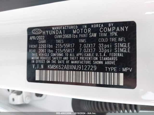 Hyundai Kona Sel 2022 KM8K62ABXNU912729 Image 9