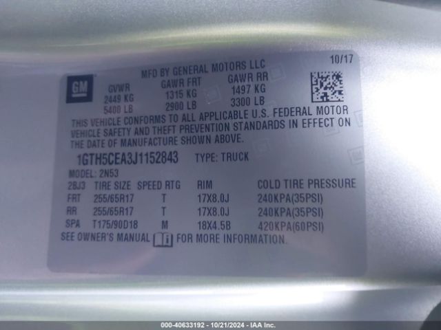 1GTH5CEA3J1152843 GMC CANYON SLE