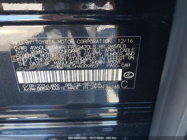 JTHBZ1BL5HA009857 Lexus Gs 350 F Sport