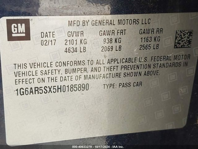 1G6AR5SX5H0185890 Cadillac CTS LUXURY