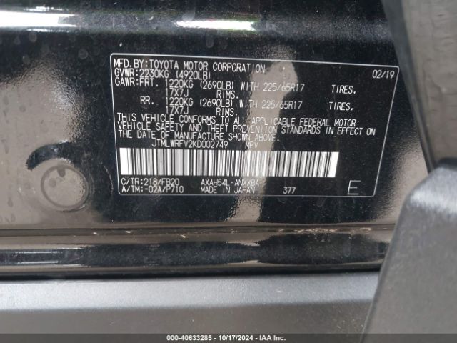 JTMLWRFV2KD002749 Toyota Rav4 Hybrid Le