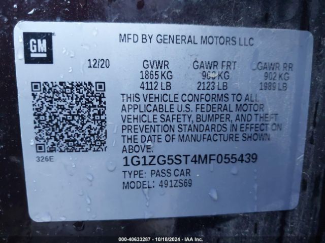 1G1ZG5ST4MF055439 Chevrolet Malibu Fwd Rs